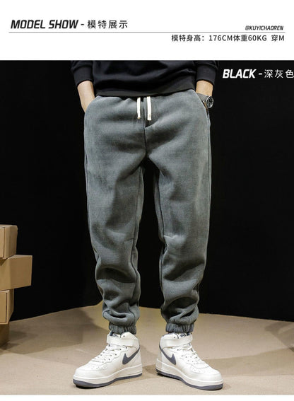 Autumn and Winter Men's Corduroy Casual Trousers Leggings Sweatpants Loose and Versatile Construction Site Pants Men's Trousers