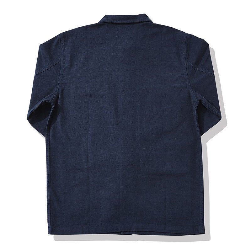 Autumn and Winter New OKONKWO Moleskin Heavyweight Retro French Workwear Jacket Multi Bag Men's Coats American Vintage