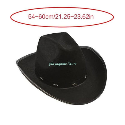 Y88A Cowboy Hat with Adjustable Rope Cowgirls Big Brim Party Accessory