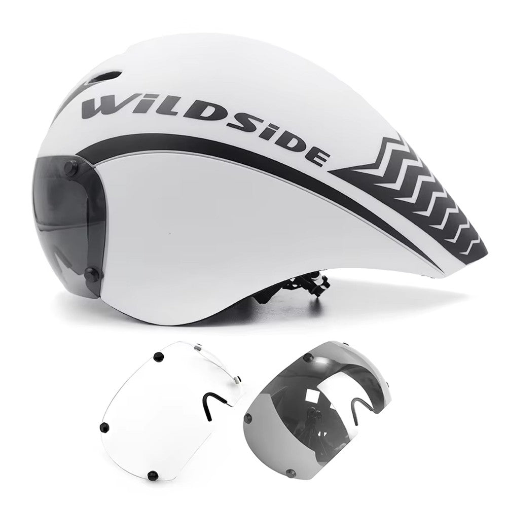 Capacete de Ciclismo de Estrada Wildside Aero TT Capacete de Segurança para Bicicleta de Triathlon Ultraleve com Óculos Acessórios para Bicicleta