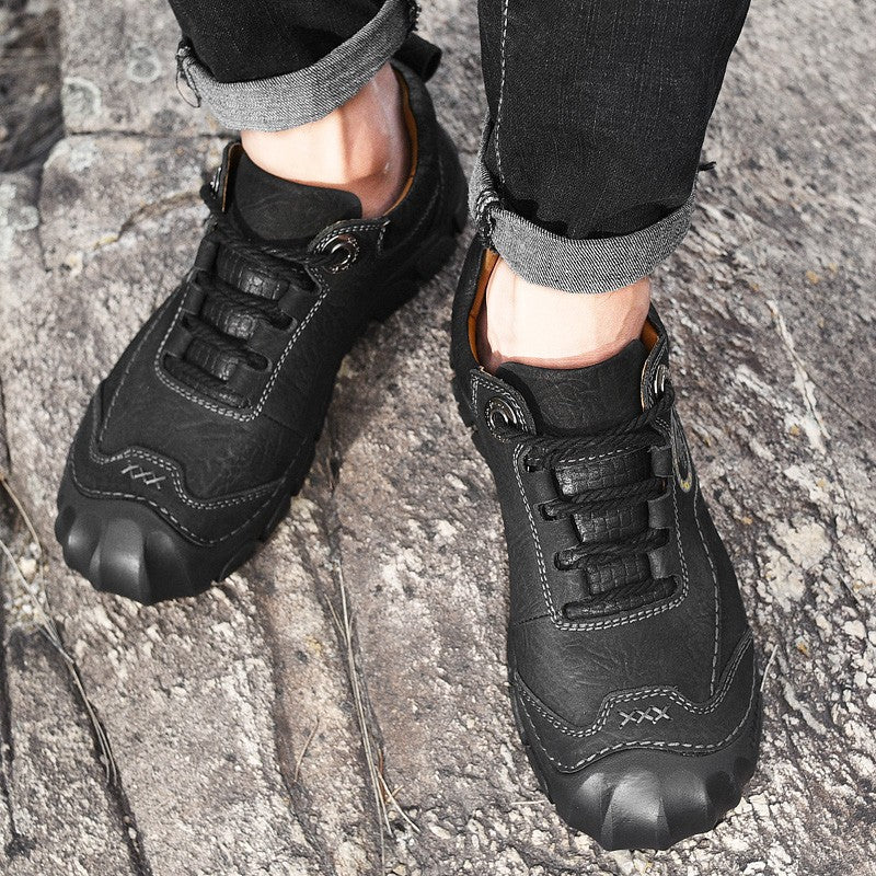 Sapatos Masculinos de Couro Genuíno para Camping, Caminhada, Tênis Esportivo Masculino, Sapatos Casuais de Viagem, Lazer, Caminhada, Escalada