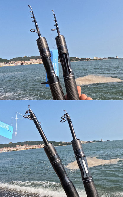 Vara de pesca curta portátil de micro haste de 28 cm, haste branca, com carretel de pesca telescópico ejetor, material de pesca
