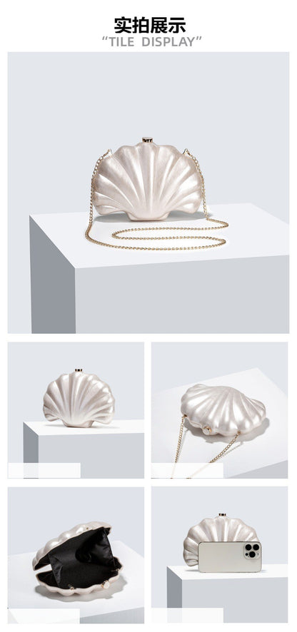Ladies' new one shoulder diagonal cross bag, shaped shell acrylic bag, fashionable evening handbag