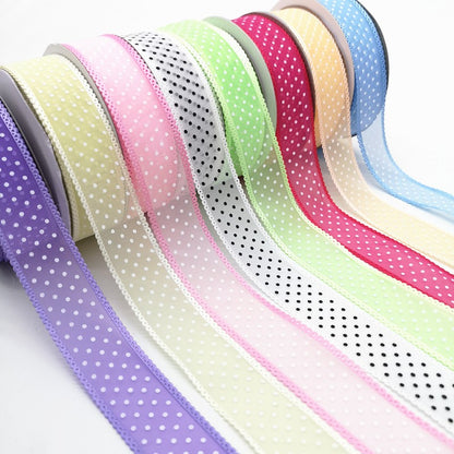5 yards 1" 25mm Ribbon Wedding Party Decoration Organza Ribbon Printing Dots Gift Wrapping Hair Bows DIY Christmas Ribbon #22