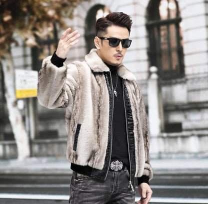 Zipper Cardigan Spliced Faux Leather Men Long Sleeve Jackets Turn Down Collar Coat Long Sleeve High Street 2025 Autumn Slim