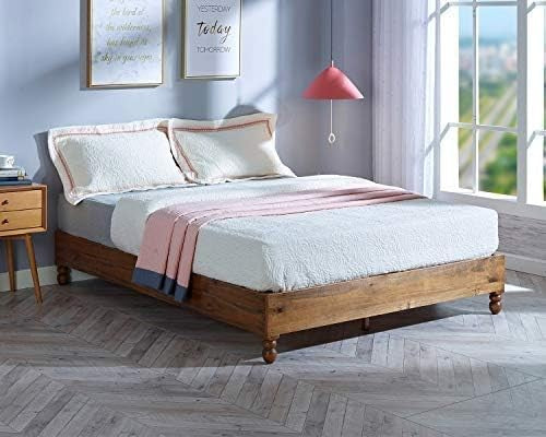 Estrutura de Cama de Madeira Maciça 30 cm Estilo Rústico Dispensa o Uso de Estrado, Acabamento Natural, King