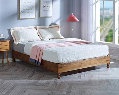 Estrutura de Cama de Madeira Maciça 30 cm Estilo Rústico Dispensa o Uso de Estrado, Acabamento Natural, King