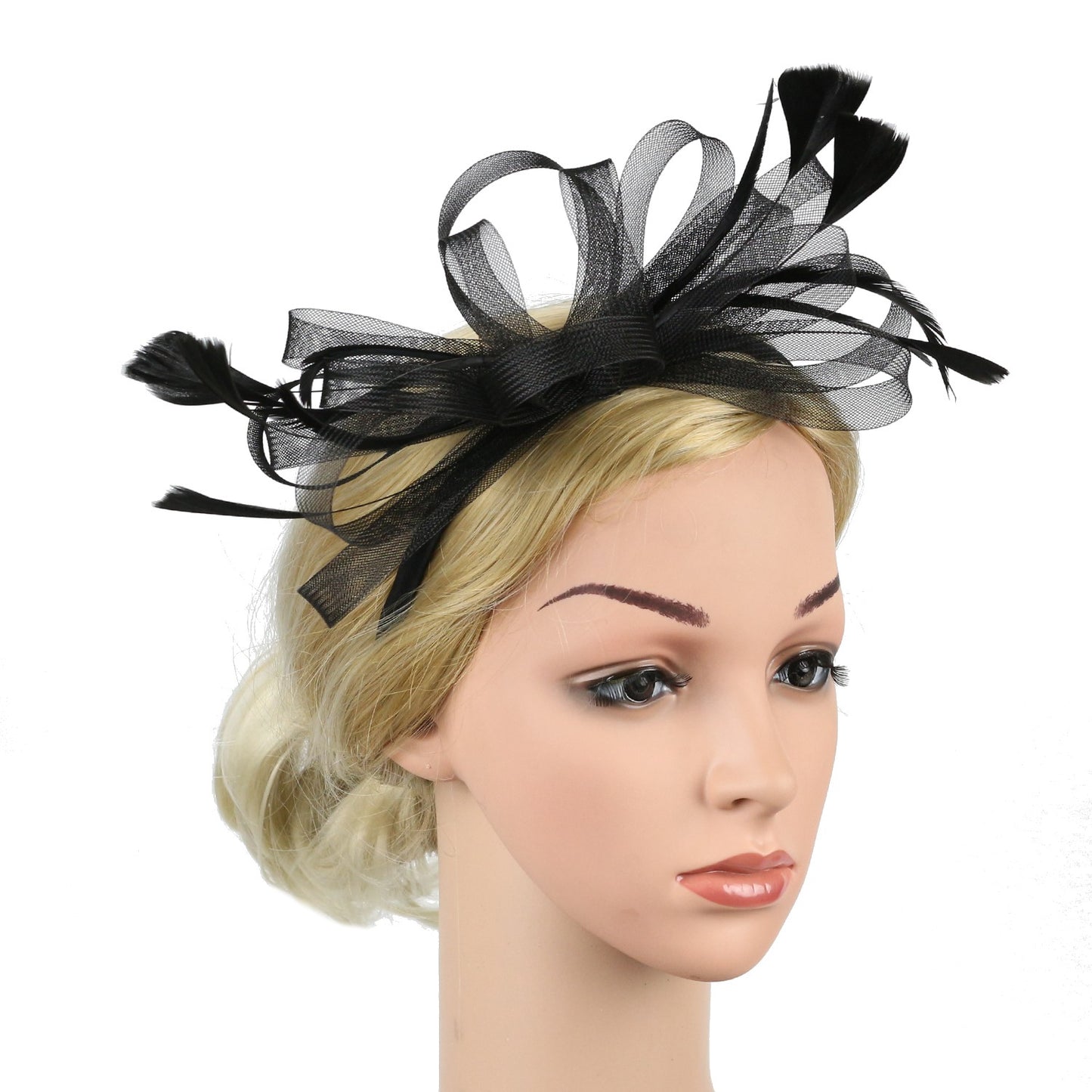 Chapéu Fascinator Feminino Chique Coquetel Casamento Festa Igreja Acessório de Cabelo Moda Pena Grampo de Cabelo Noiva