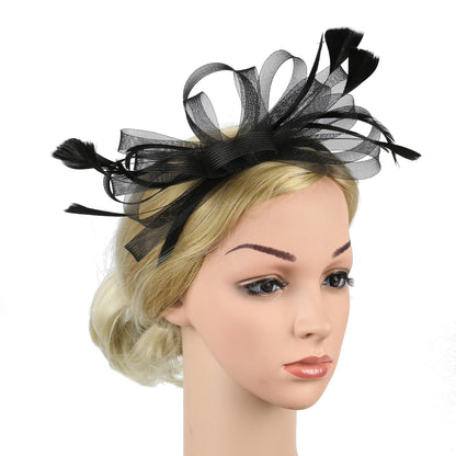 Chapéu Fascinator Feminino Chique Coquetel Casamento Festa Igreja Acessório de Cabelo Moda Pena Grampo de Cabelo Noiva