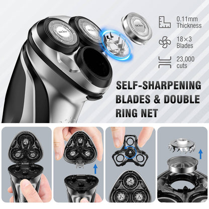 Sejoy Electric Shaver for Men 3D Floating Wet Dry Rotary Shaving Machine Rechargeable Hair Trimmer Waterproof Razor