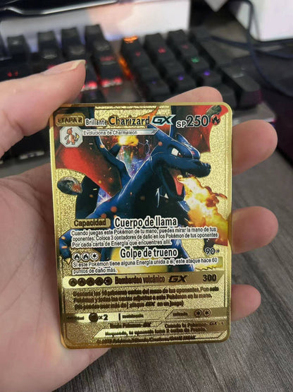 Cartas Pokémon Espanhol Cartas Metálicas Pokémon Cartas de Ferro Pokémon Mewtwo Pikachu Gx Charizard Vmax Cartas Pokémon Vmax