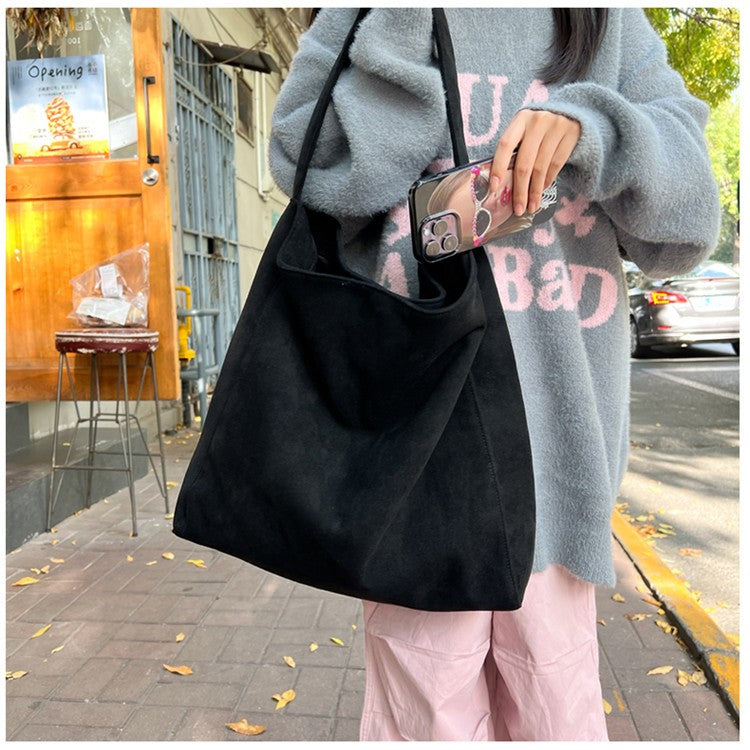 Autumn and winter new matte suede tote bag large capacity commuter casual shoulder bag fashionable versatile women's bag