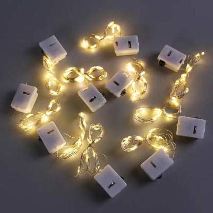 10pcs LED Fairy Light Battery Powered String Lights Waterproof Silver Wire Moon Light For DIY Wedding Party Bedroom Cake Decoar
