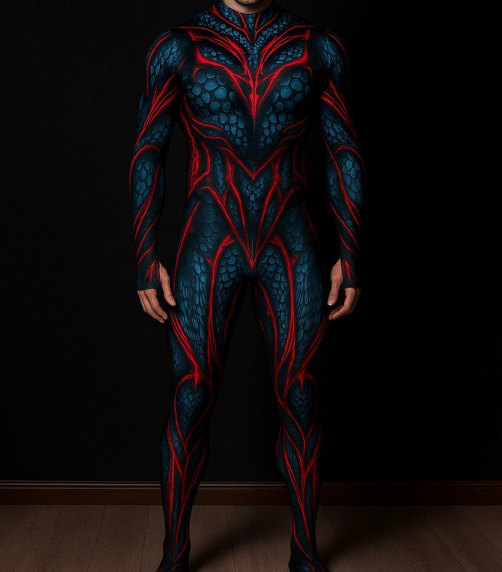 Halloween Lizard Bodysuit Men's Unique Muscle Series Holiday Jumpsuit Carnival Costume Adult Roleplay Party Masquerade Ball Set