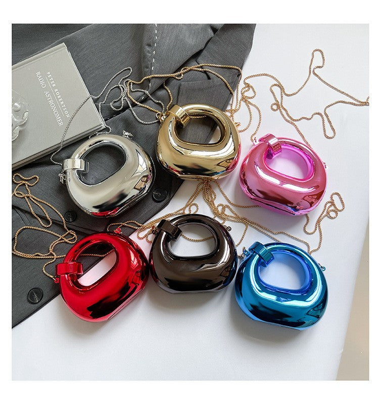 Fashion Crescent Mini Acrylic Chain Evening Bag for Women, Shoulder and Crossbody Bag