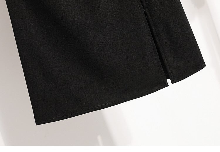 2025 Plus Size Elegant Asymmetrical Slit Skirts Autumn Winter Mid-Length A-Line Skirt Women's High Waist Oversized Suit Skirts