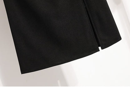 2025 Plus Size Elegant Asymmetrical Slit Skirts Autumn Winter Mid-Length A-Line Skirt Women's High Waist Oversized Suit Skirts