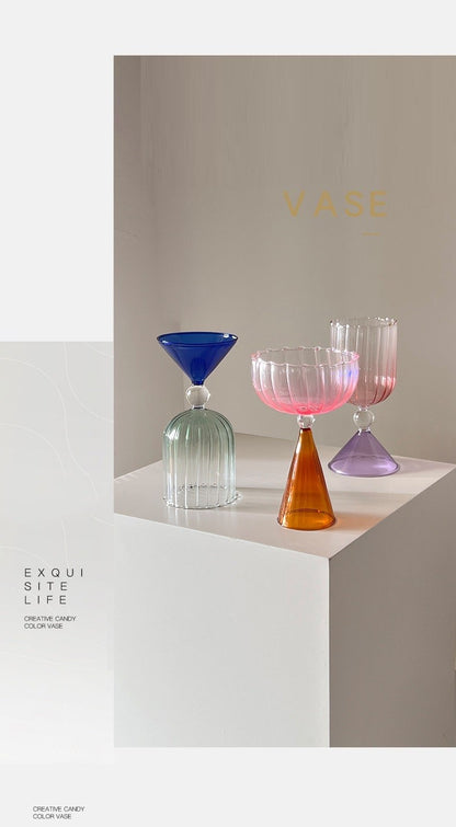 Taças de Coquetel Estilo Onda com Efeito Duas Cores Criativas Verde Azul Âmbar Roxo para Martini Mojito Champagne Margarita