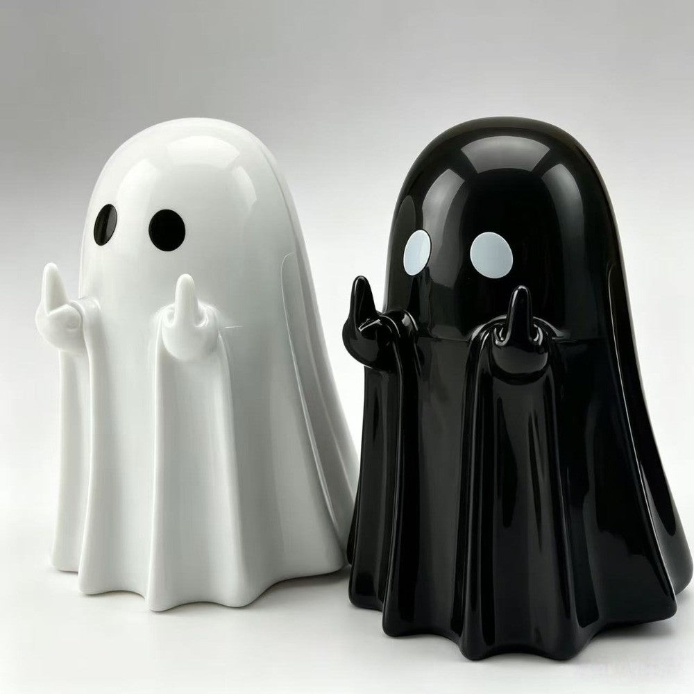 1-5Pcs Cute Middle Finger Ghost Statue, Halloween Ghost Festival Carnival Party Favors, Decoration Ornaments, Gift Bag Fillers
