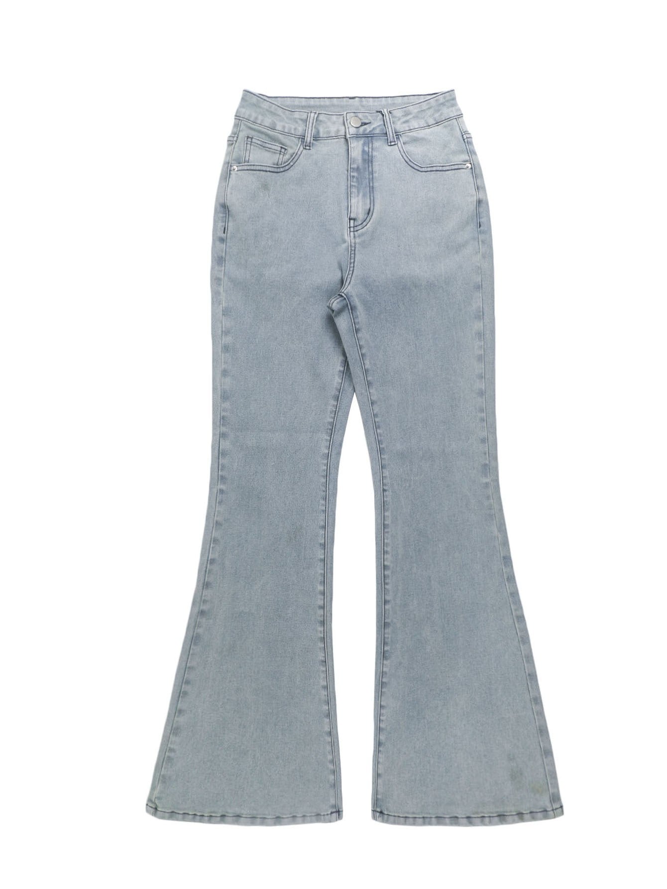 Men Jeans Boot Cut Solid Jean Wide Leg Denim Pant Distressed Washed Full Ankle Length Pockets Zipper Fly High Waist Basics