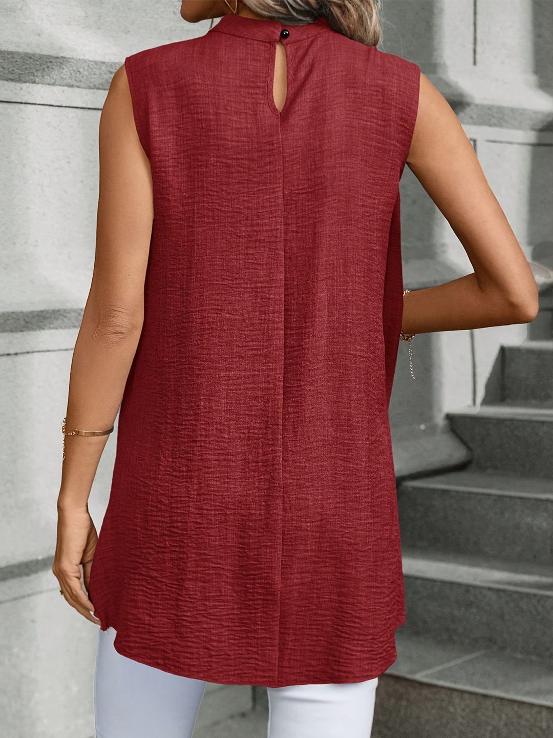 Two Fake Pieces Shirts For Women 2024 Fashion O-neck Sleeveless Shirt Tops Summer Elegant Solid Blouse Top Femme Black