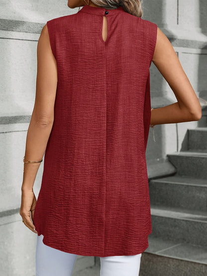 Two Fake Pieces Shirts For Women 2024 Fashion O-neck Sleeveless Shirt Tops Summer Elegant Solid Blouse Top Femme Black