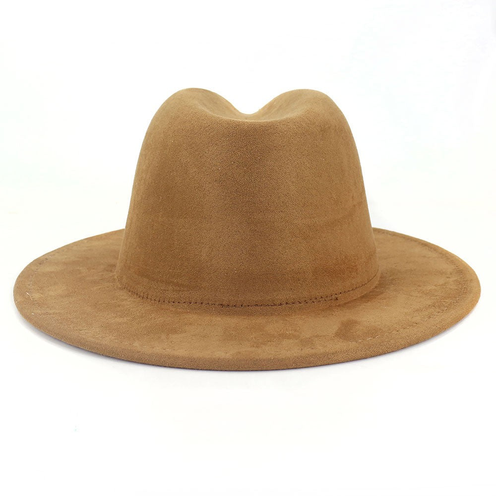 Chapéus Fedora de Camurça Feminino de Luxo Cor Sólida Elegante Festa Igreja Cartola Masculino Aba Larga Panamá Boné de Feltro Sombreros De Mujer