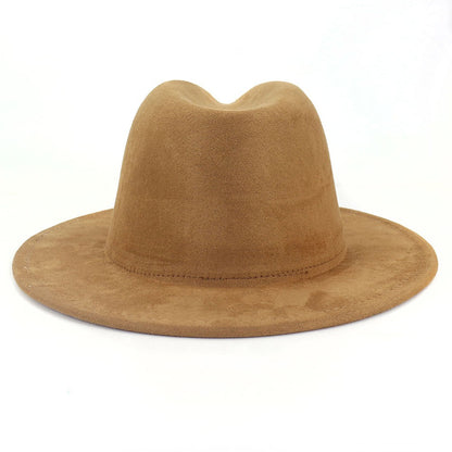 Chapéus Fedora de Camurça Feminino de Luxo Cor Sólida Elegante Festa Igreja Cartola Masculino Aba Larga Panamá Boné de Feltro Sombreros De Mujer