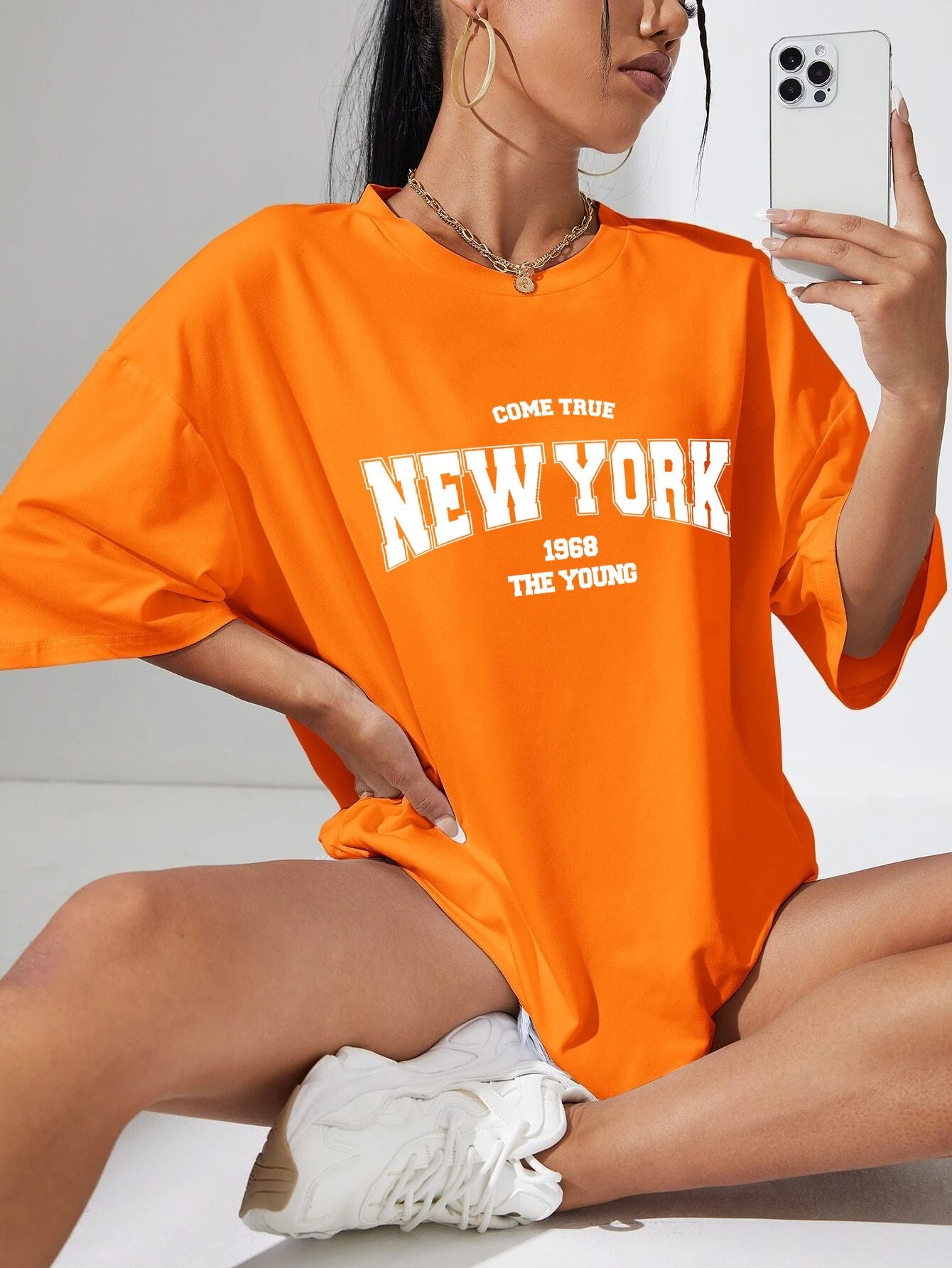When 1968 The New York Is Young Cotton Woman Tshirts Oversize Daily Tshirts Creativity Streettshirt Individual Casual Clothes