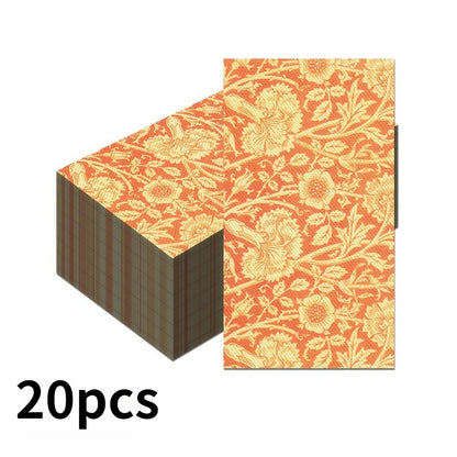 20pcs/Set Vintage Pattern Vine Long Paper Napkins, Disposable Dinner Paper for Party Wedding, Tissues Bathroom Hand Towels