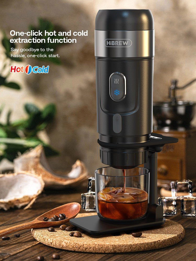 HiBREW Máquina de Café Portátil para Carro e Casa, DC12V Cafeteira Expresso Compatível com Cápsula Nespresso Dolce Pó de Café H4A
