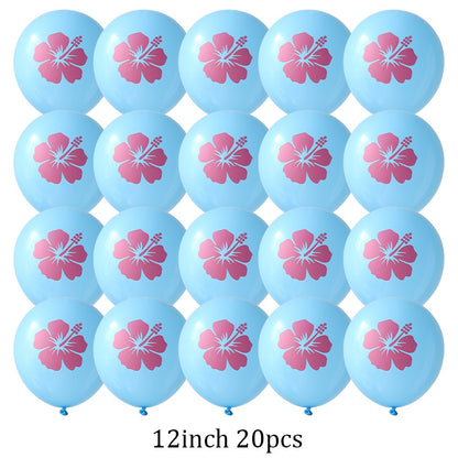 Hibiscus Foil Balloon Set Hot Pink Yellow Purple Hibiscus Balloon Summer Tropical Birthday Hawaii Baby Shower Party Decoration