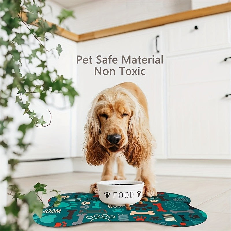 Tapete de Alimentação para Pets em Formato de Osso VIKAMA Tapete de Diatomáceas Desenho Animado Fofo Tapete de Chão Impermeável e Resistente à Sujeira Decoração para Casa