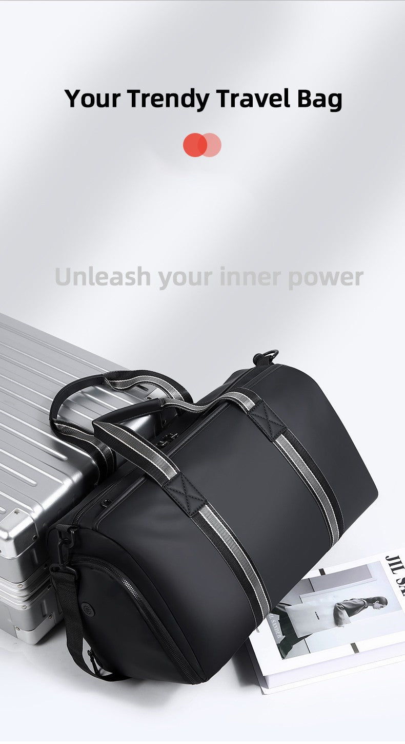 Men's Travel Bag with Wet Dry Separation Pocket Independent Shoe Case Large Capacity Gym Bag for Exercise Trip Motorbike Travel