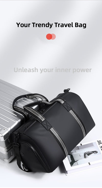 Men's Travel Bag with Wet Dry Separation Pocket Independent Shoe Case Large Capacity Gym Bag for Exercise Trip Motorbike Travel