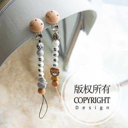 Baby Silicone Leopard animal custom pacifier chain Holder Personalized Name Baby Teether Teething pacifier Chain Clip Kids Goods
