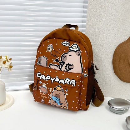 Creative Cute Capybara Backpack Large Capacity Cartoon Animal Lightweight Multi Functional Schoolbag  Kids Boys Girls Rucksack
