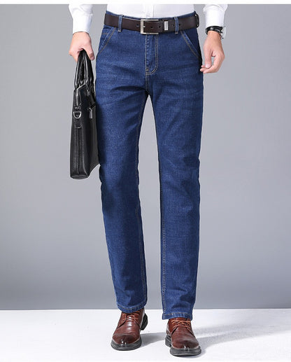 2024 NOVO Calça Jeans Masculina da Moda Business Estilo Clássico Casual Elástica Slim Jeans Masculina Marca Calças Jeans Pretas Azuis