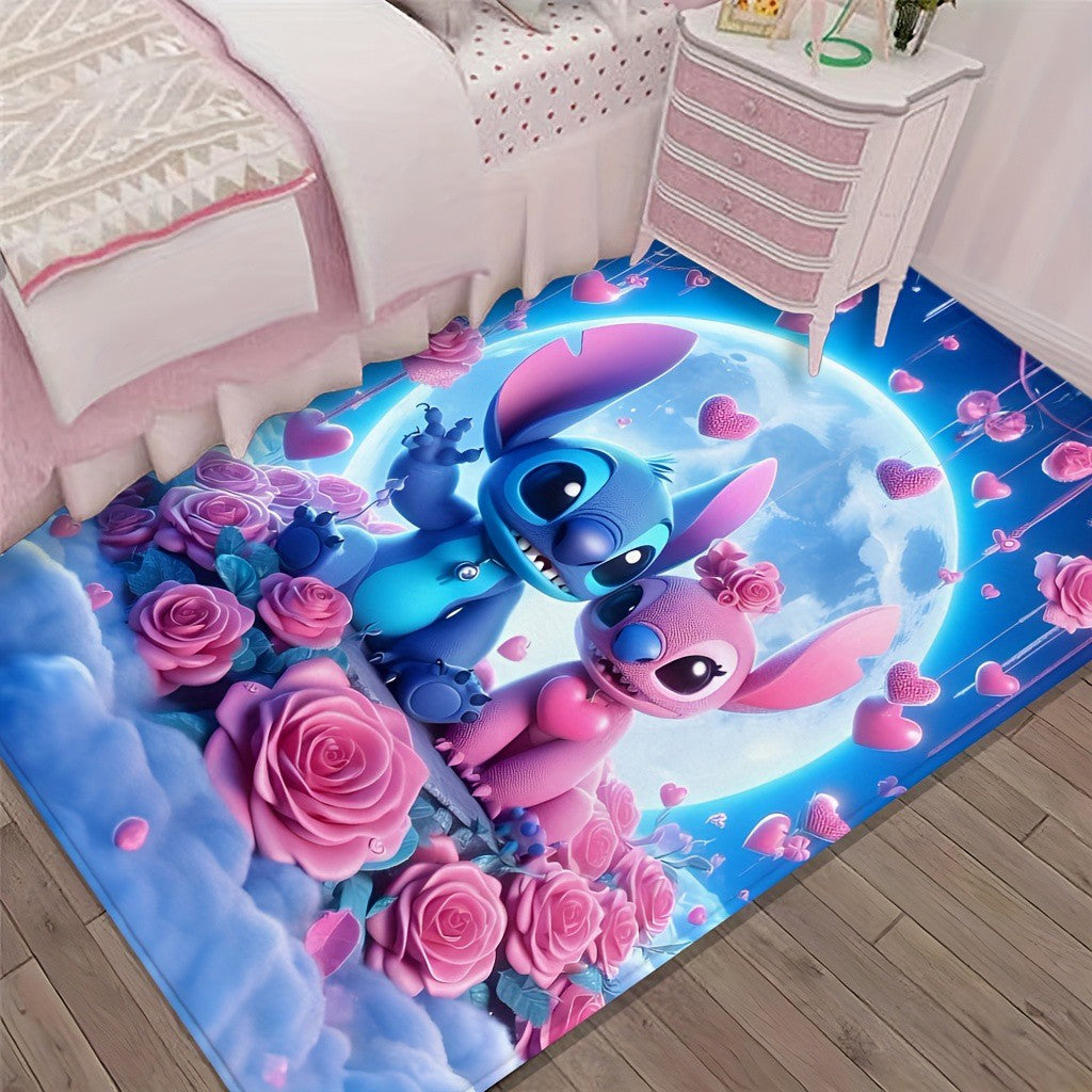 MINISO Disney Cartoon S-titch Angel Area Rug Vibrant Pink Soft Polyester Mat for Bedroom ?? Living Room or Home Office Decor