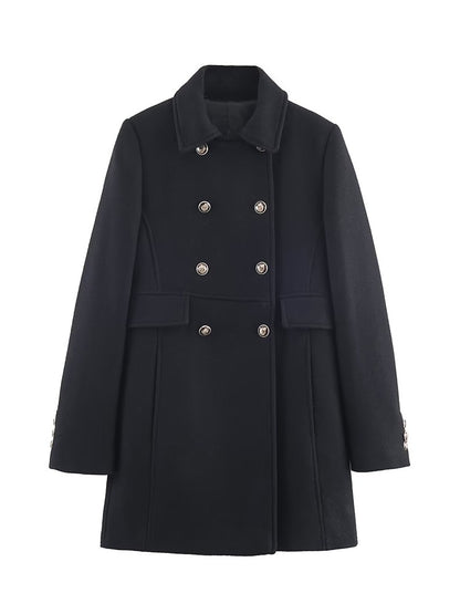 2025 Autumn Winter Women Notched Lapel Double Breasted Overcoat Long Sleeve Elegant High Street Loose Fit Casual Outerwear Jacke