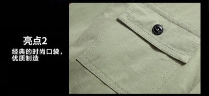 Spring Thin Shirt 2024 New Middle-aged Men's Retro Solid Color Hiking Fishing Top Simple Fashion Men's Long Sleeve Cargo Coat