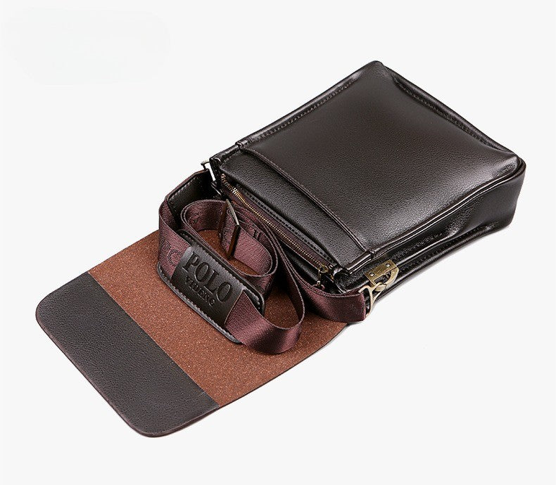 Men's POLO Crossbody Bag Casual Business Style Vertical Shoulder Bag High-quality Leather Trendy Men's Bag Daily Commuting
