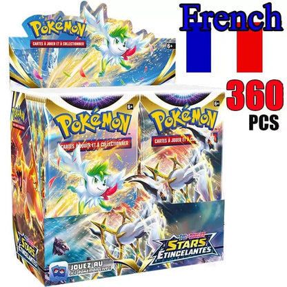 360 Cartas Pokémon Francesas Surging Sparks Obsidian Flames Brilliant Stars Lost Origin Pacote de Batalha de Cartas de Transação Pokémon