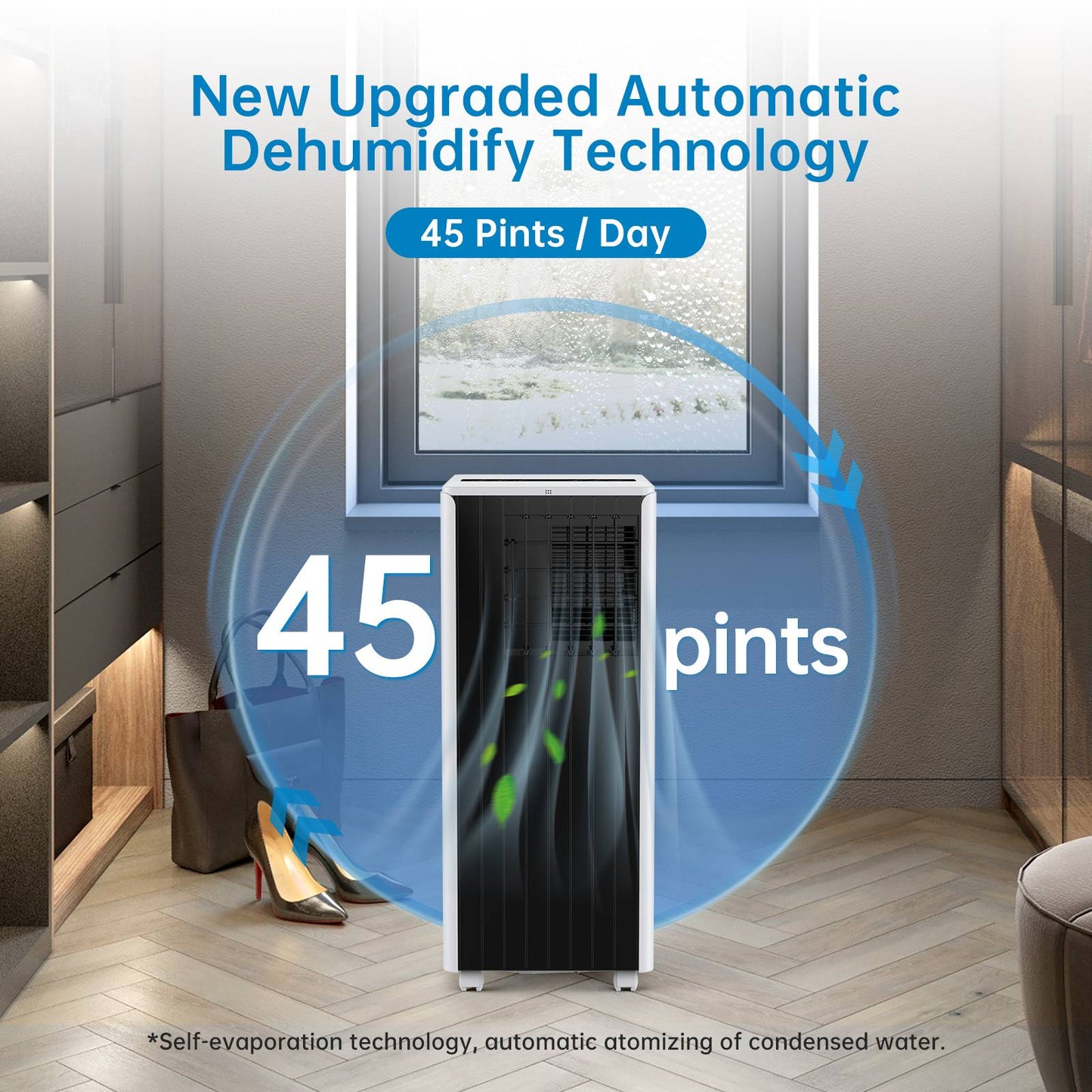 Ar Condicionado Portátil 8000 BTU, Unidade de Resfriamento AC 3 em 1, 2 Velocidades, Timer 24H, Baixo ruído, Instalação rápida para Quarto e Escritório