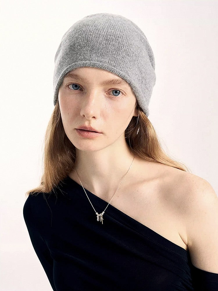 100% Cashmere Beanies Stocking Cap Women Men Seamless Knitted Woolen Hat Soild Colour Autumn Winter