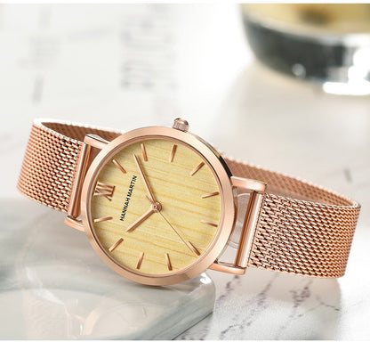 HANNAH MARTIN Brand Quality Stainless Steel Japan Quartz Movement Waterproof Women 36mm Full Rose Gold Ladies Dropshipping Watch