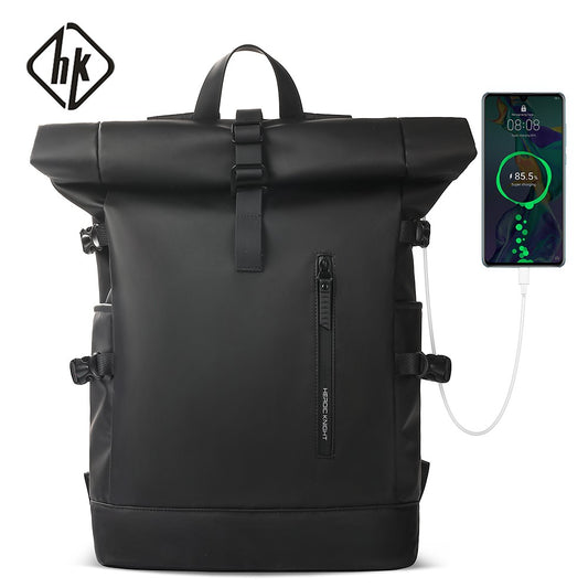 Mochila de Viagem Expansível HK Masculina Grande Capacidade À Prova D'Água Bolsa para Laptop de 15,6" Mochila de Caminhada Ciclismo com Porta USB