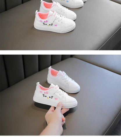 Kids White Sneakers 2025 Fall Slip Resistant Durable Spring Autumn Shoes for Girls 4-16 Years Old Fashion Casual Sports Shoes