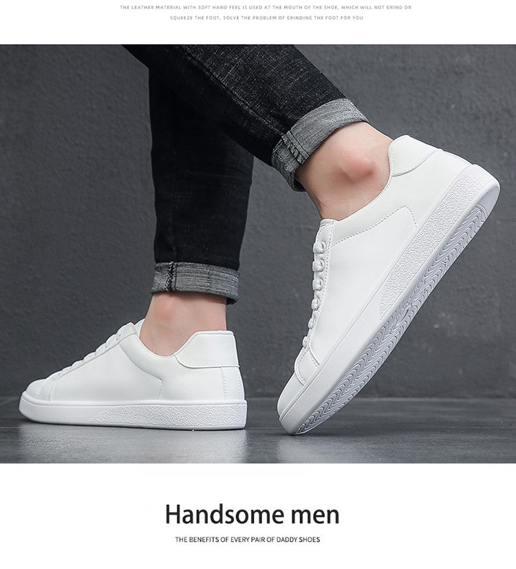 Men's Vulcanized Shoes Casual Low Top Flat Sneakers White Shoes Zapatillas Hombre Chaussure Homme Drop Shipping Leather Black