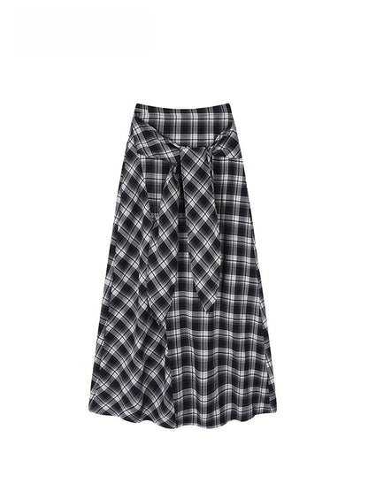 High Waist Plaid A-Line Skirt for plus Size Women Summer Slimming Flattering for Pear aped Body Meat Concealing Skirts